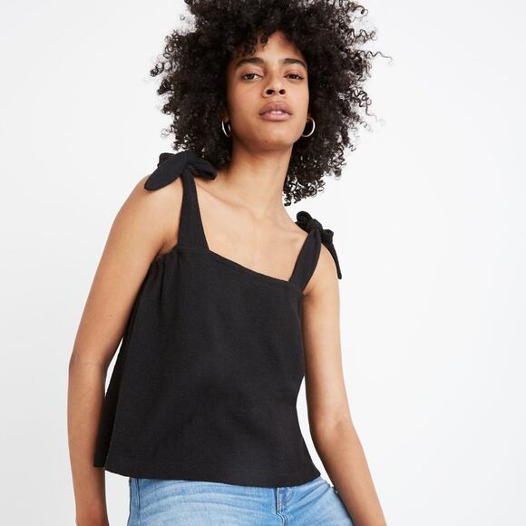 Madewell Texture & Thread Black Textured Tie Strap Tank Top Size XXS - Picture 1 of 7